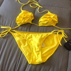Ruffle yellow bikini